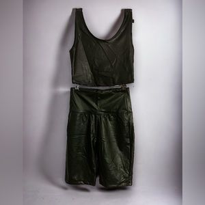 *NEW* Vegan Leather Crop Tank & Biker Shorts Set Size Small